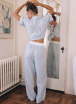 Blue Striped sleep pants High rise, elasticated waistband, twin hip pockets, straight leg