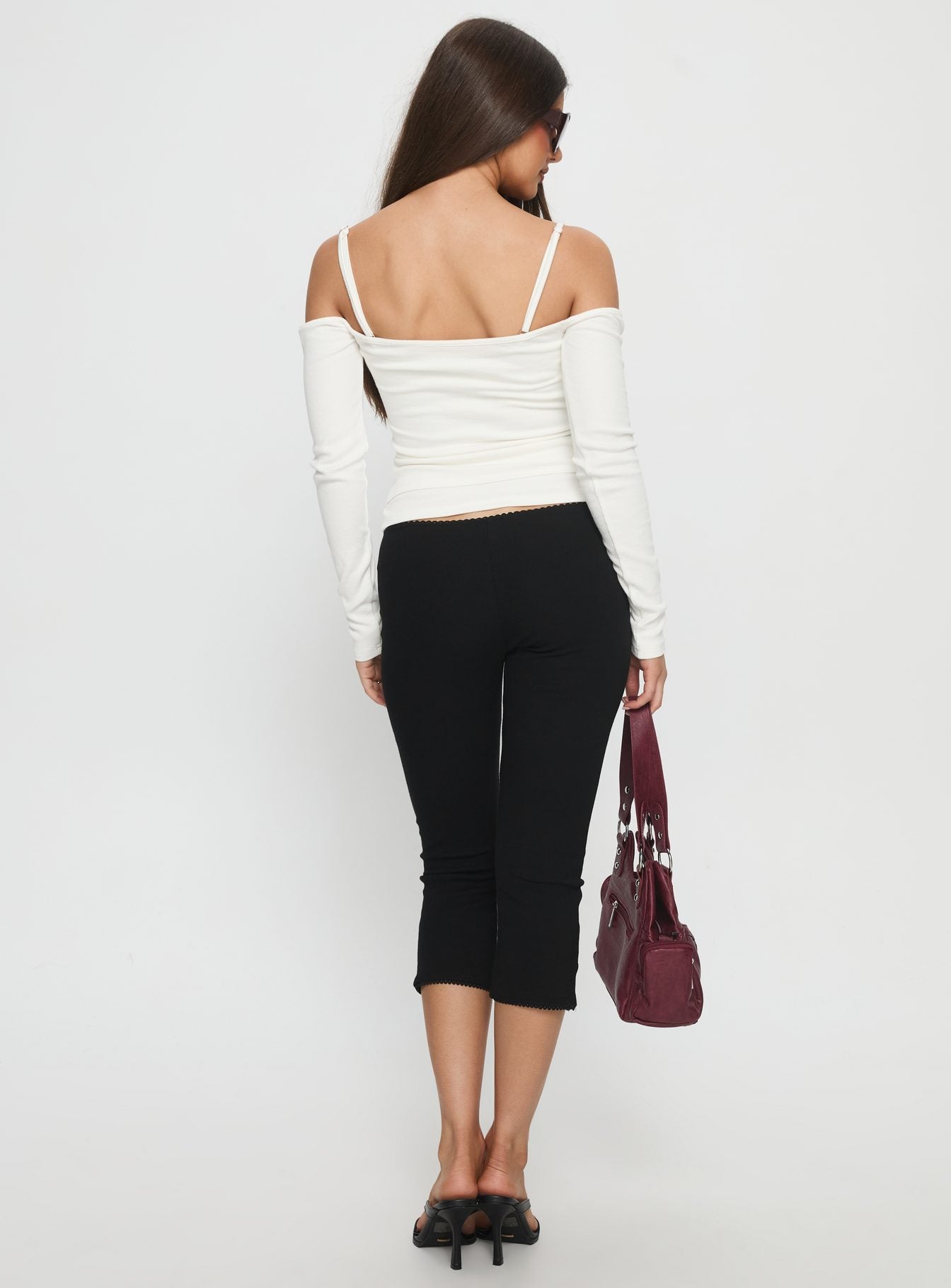 CAPRI RIB PANTS【size1】 Baseline Rib Capri Pants Black Tall | Princess Polly
