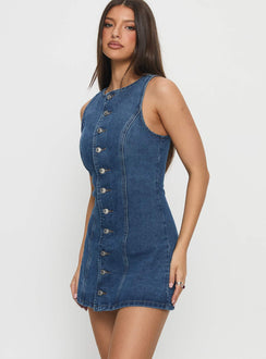 Yumiko Denim Romper Mid Wash Tall
