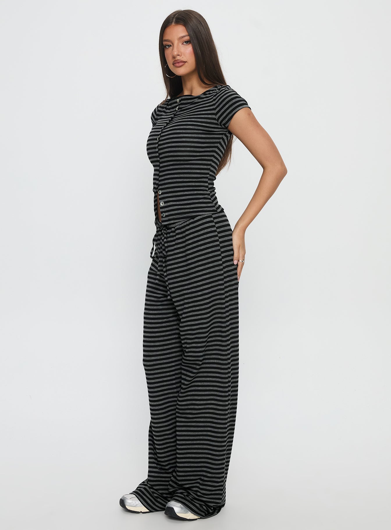 Gavrielle Jersey Wide Leg Pants | Stripe | Womens | Princess Polly Lower Impact Gavrielle Jersey Wide Leg Pants | Stripe | Womens | Princess Polly Lower Impact