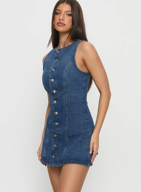 Yumiko Denim Romper Mid Wash Petite