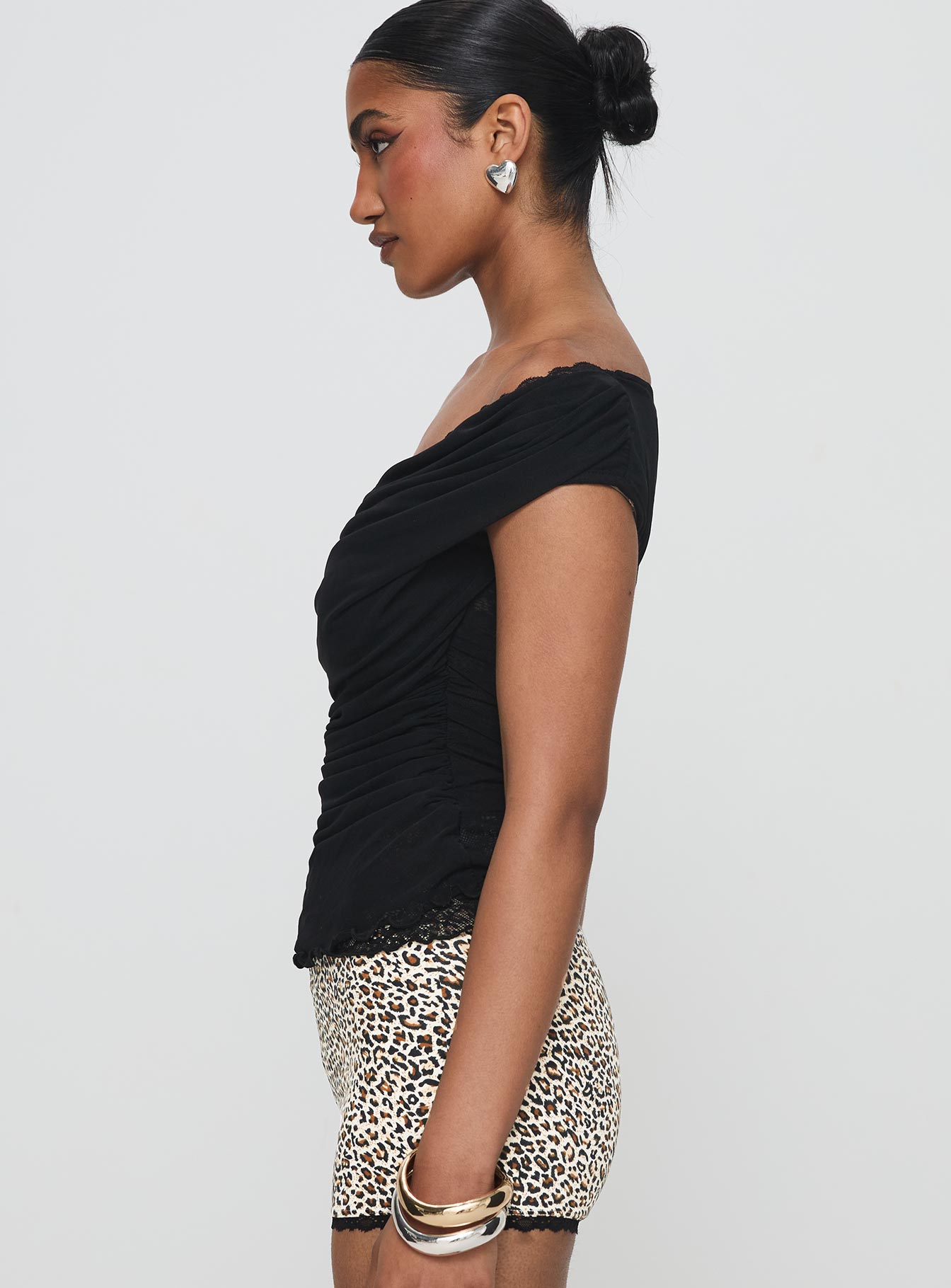 Sonnie Off Shoulder Top Black | Princess Polly