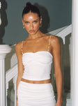 Two piece set Crop top,&nbsp;elasticated shoulder straps, pinched bust, beaded detail