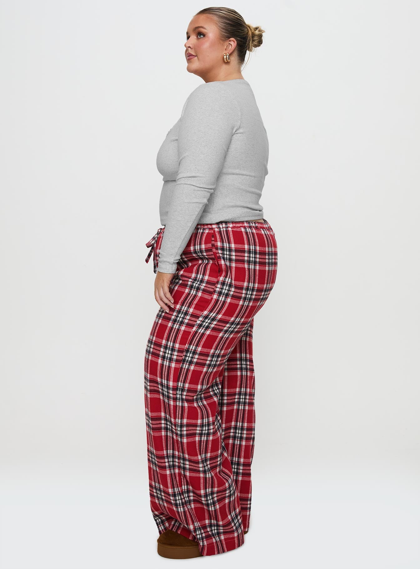 In The Morning Sleep Pant Red Check Curve