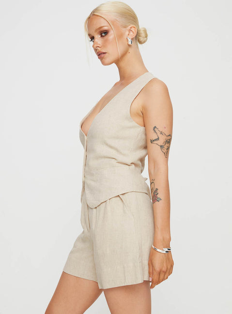 Bellair Linen Blend Shorts Beige | Princess Polly Bellair Linen Blend Shorts Beige | Princess Polly