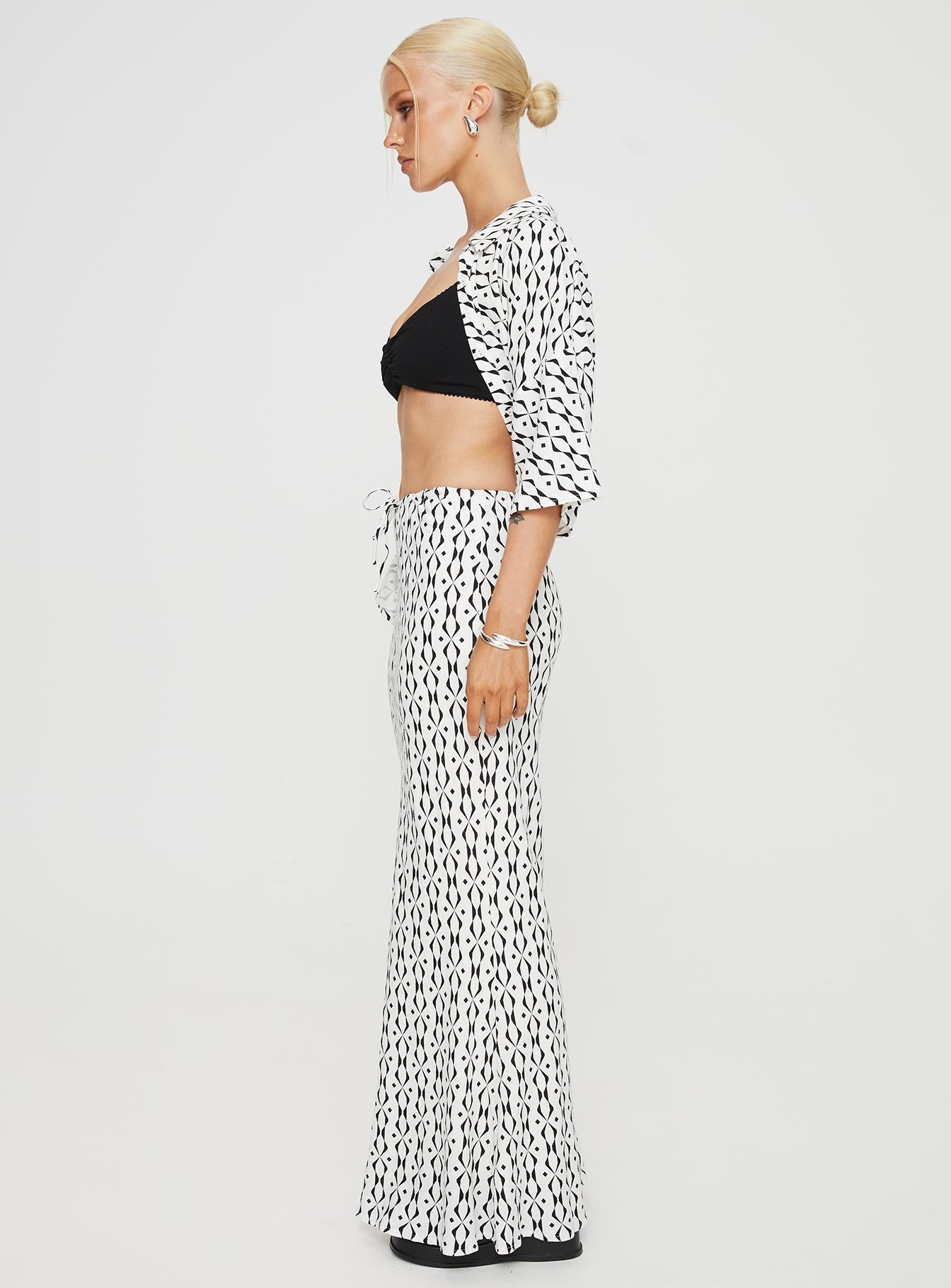 product Mercer Linen Blend Maxi Skirt Black / White Princess Polly  Maxi 