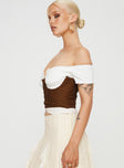 Brown Corset top Wired cups cut out bust