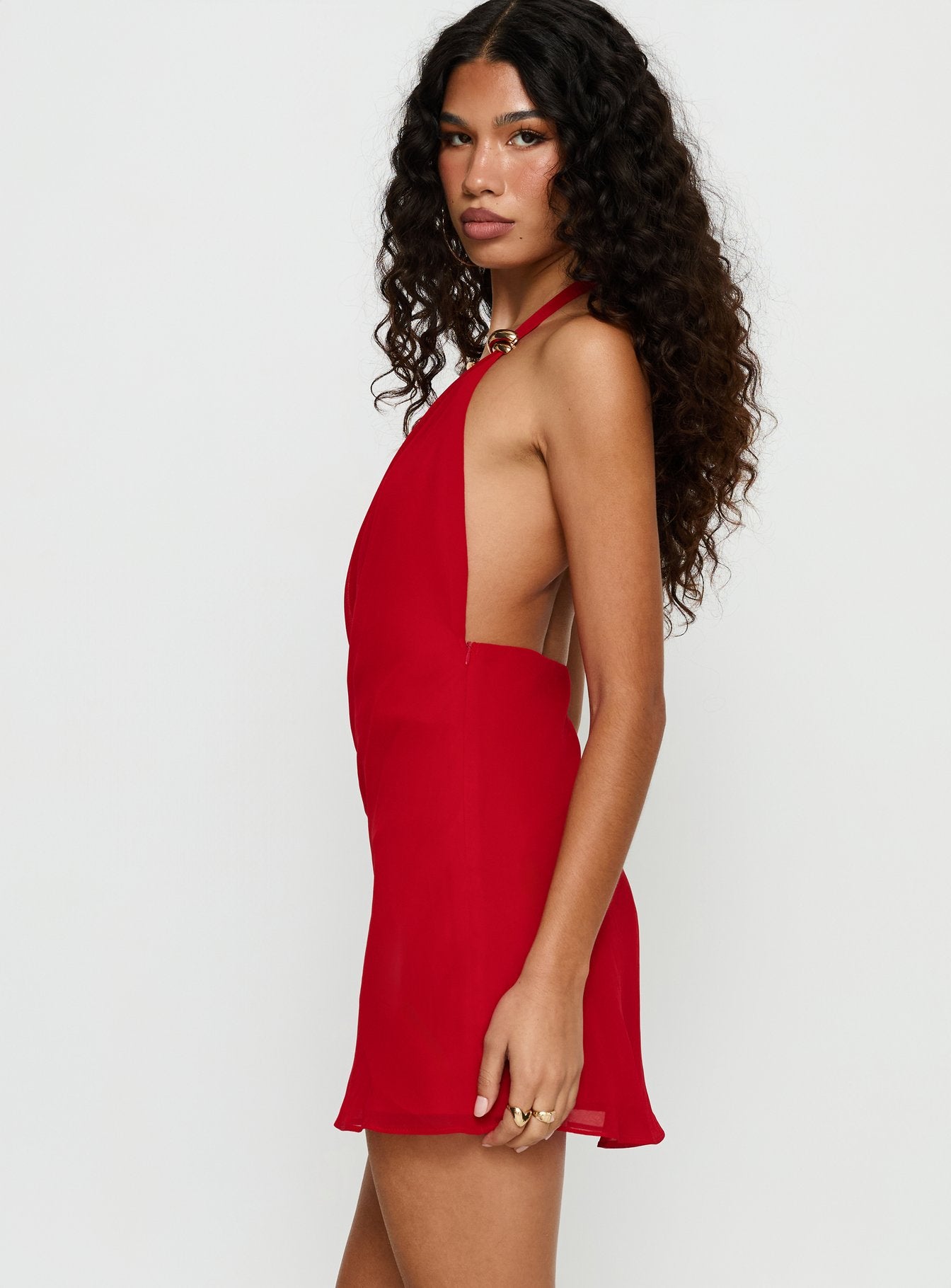 Martita Halter Hardware Mini Dress | Red | Womens