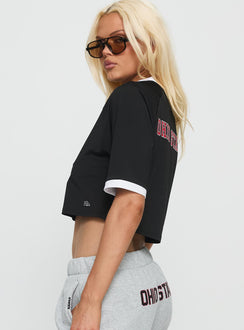 Ohio State Cropped Soccer Jersey Tee Black