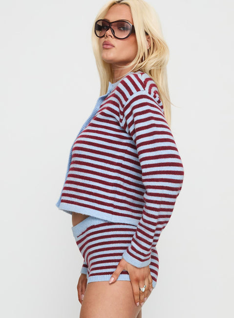 side view of model wearing Princess Polly Kollens Knit Cardigan Multi cropped 