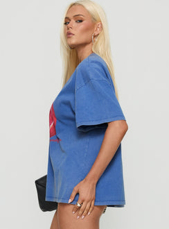 Linsay Oversized Tee Blue / Pomegranate