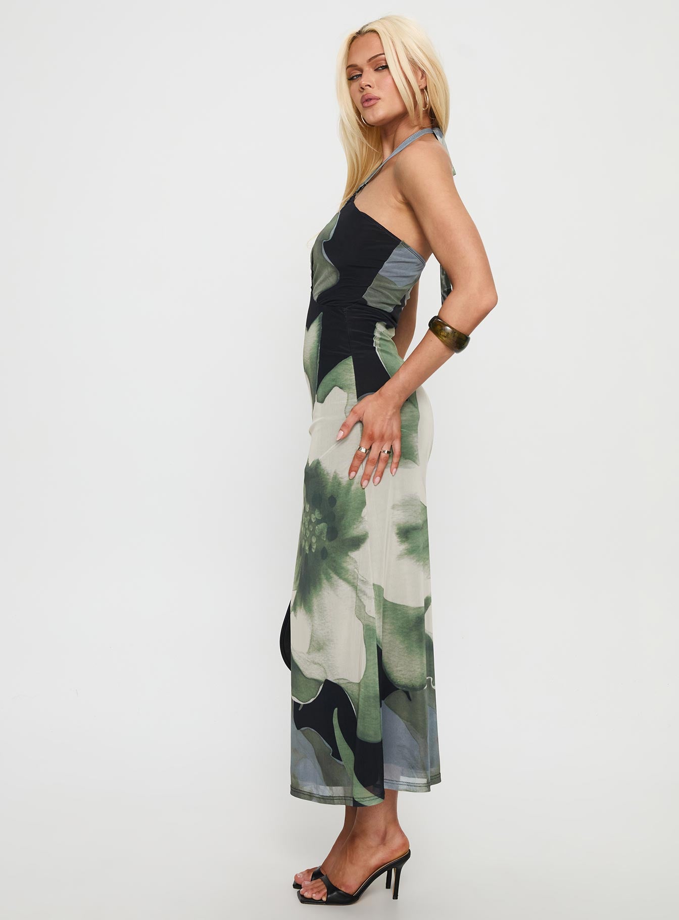 Zelle Halter Cut Out Maxi Dress Blue Multi | Princess Polly Zelle Halter Cut Out Maxi Dress Blue Multi | Princess Polly