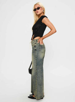 Mellowed Out Low Rise Straight Leg Jeans Antique Wash