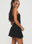 Glamour Girl Strapless Bubble Hem Mini Dress Black