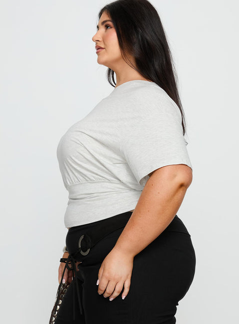 Ashlinn Off Shoulder Drapey Top Grey Curve