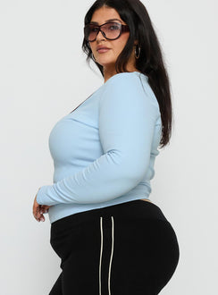 Baseline V Neck Long Sleeve Top Blue / Brown Curve