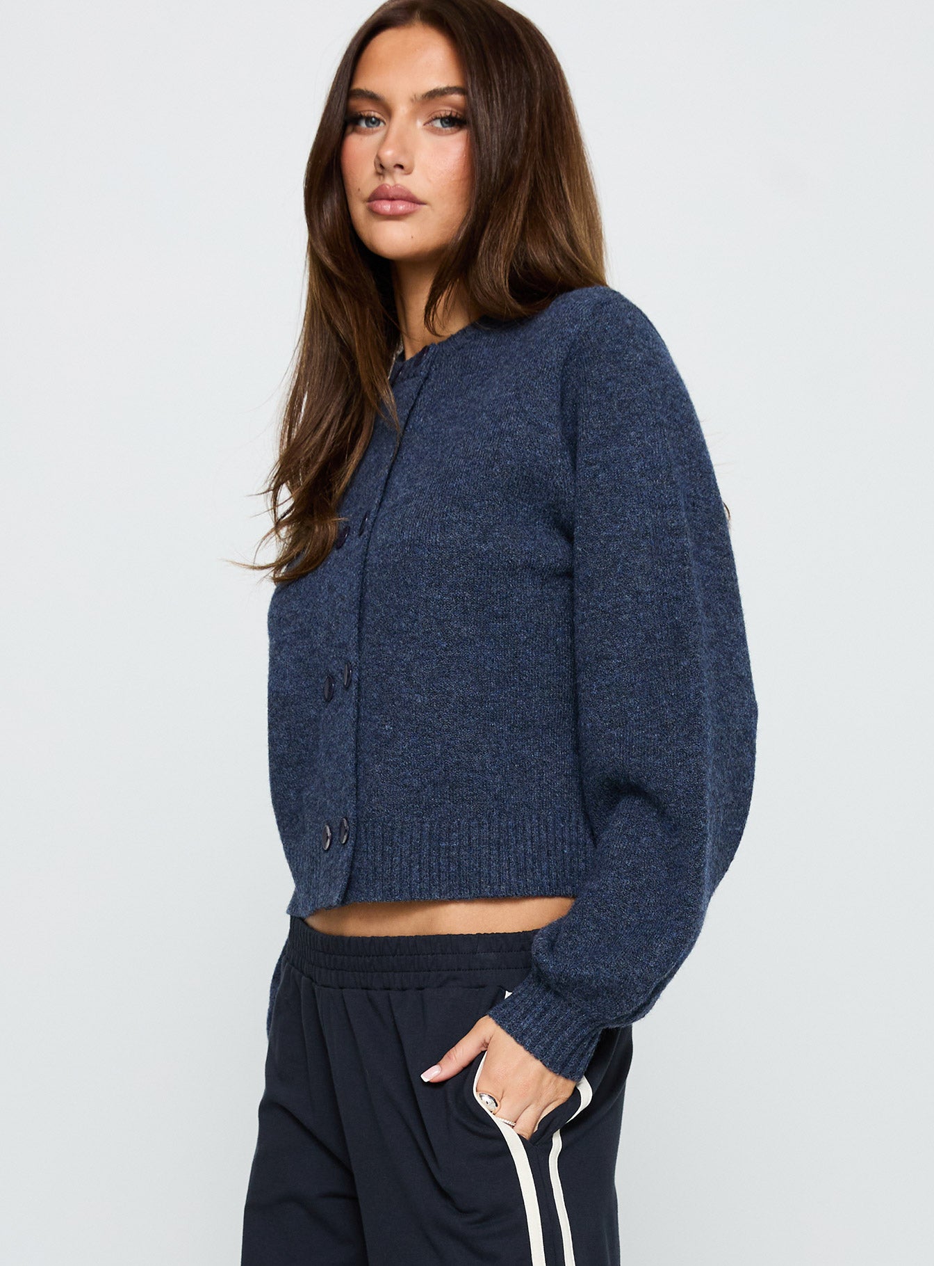 Kammi Button Up Cardigan Navy | Princess Polly
