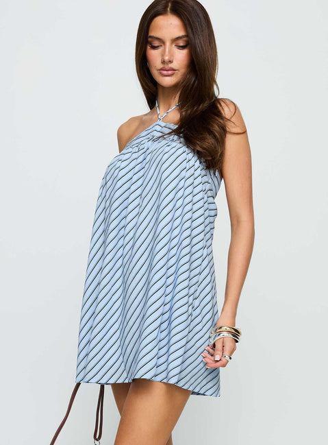 Moonlit Mini Dress | Blue Stripe | Womens | Princess Polly Moonlit Mini Dress | Blue Stripe | Womens | Princess Polly