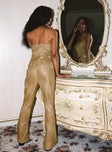 back view of model wearing Princess Polly Stagecoach Lace Up Pants Brown 