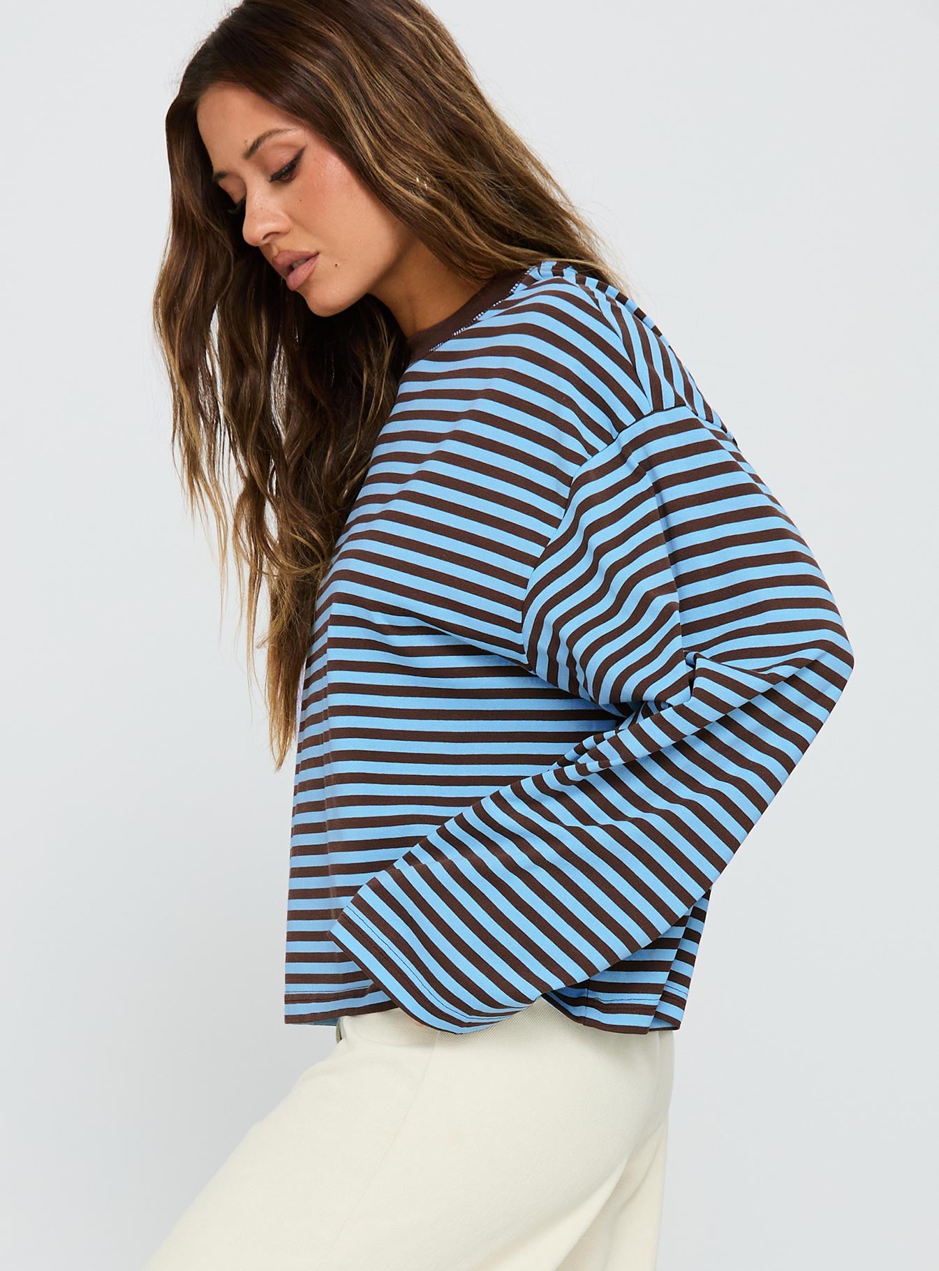 Bloom Long Sleeve Chocolate Sea Stripe | Princess Polly