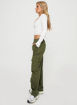 Princess Polly Mid Rise  Sessions Cargo Pants Olive