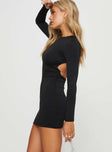 Princess Polly High Neck  Verisha Long Sleeve Mini Dress Black