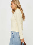 Kynlee Cable Knit Sweater Cream Princess Polly  regular 
