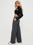 Princess Polly Mid Rise  Luna Mid Rise Cargo Pants Charcoal