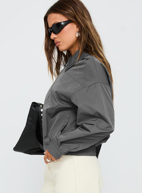 Call You Up Bomber Jacket Charcoal