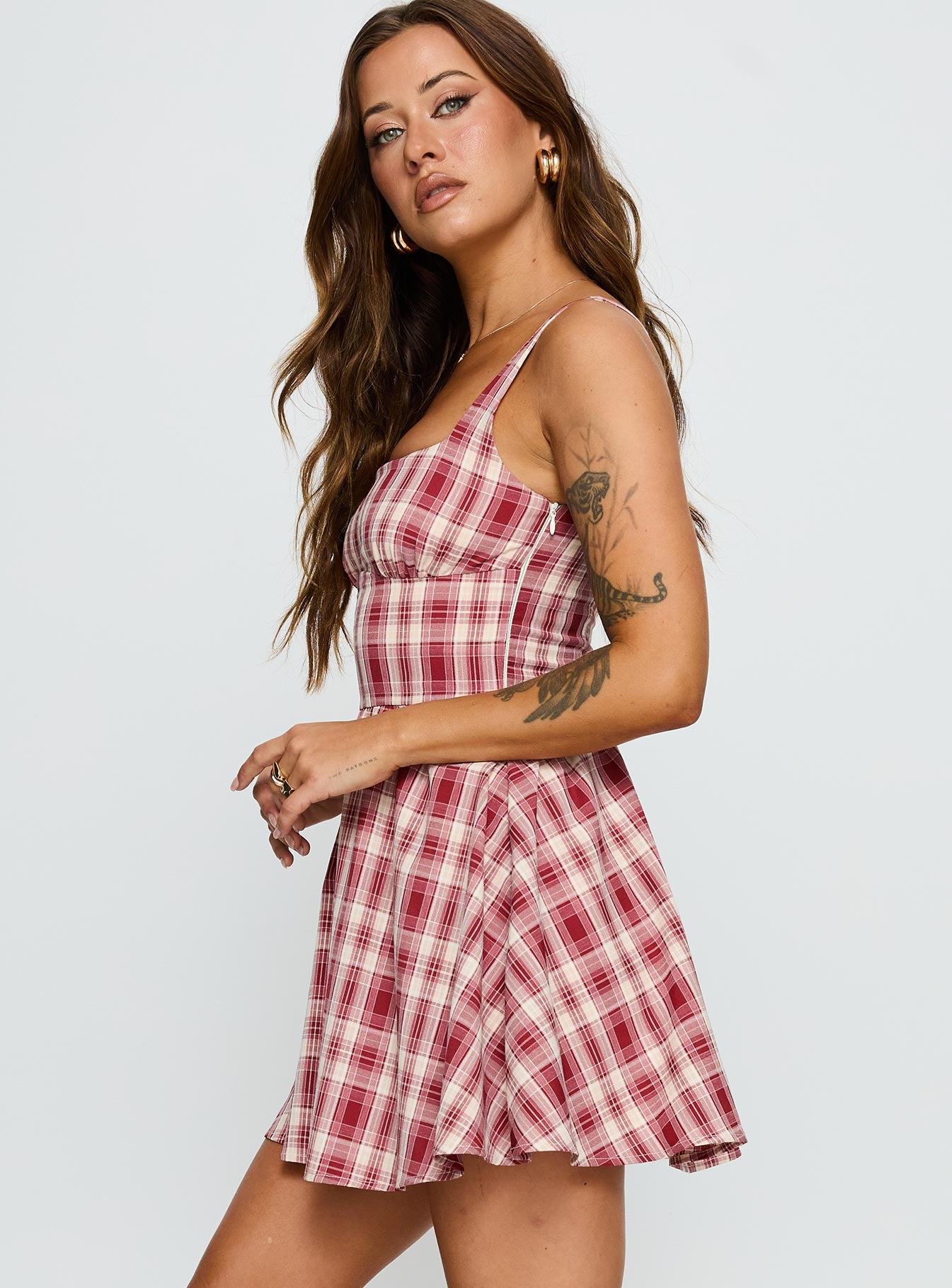 Ofeliah Mini Dress Red Check | Princess Polly
