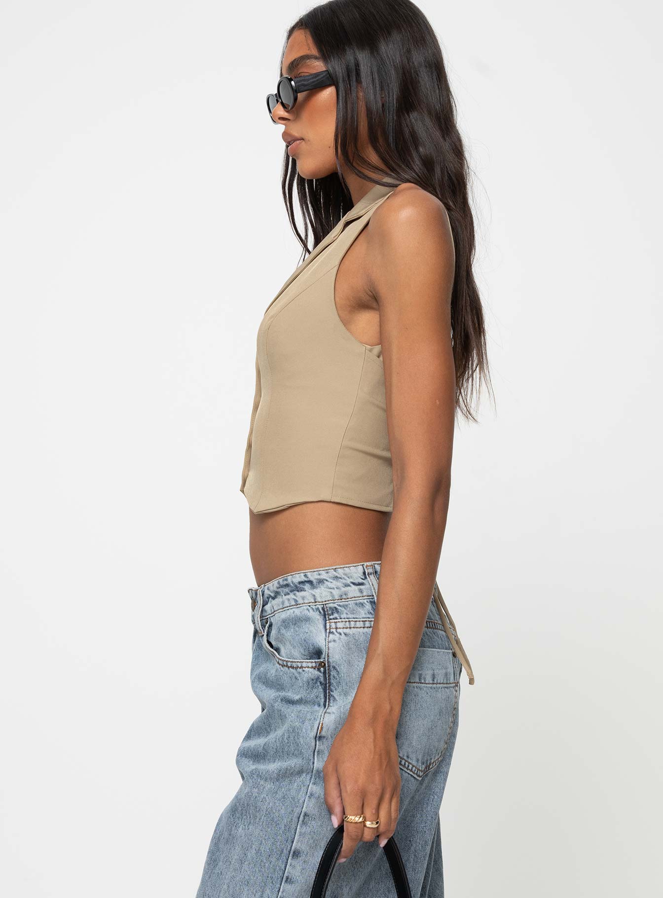 product Princess Polly Sleeveless High Neck  Aimer Vest Taupe