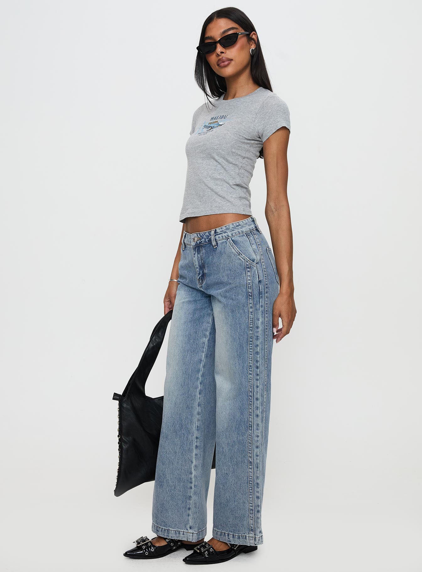 Skipper Low Rise Wide Leg Jeans Vintage Blue