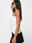 One shoulder top Fixed shoulder strap, silver-toned hardware, invisible zip fastening at side, asymmetric hem