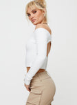 Off the shoulder top top Slim fit, straight neckline, ribbed material Good stretch, unlined