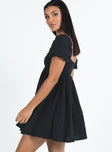 Princess Polly Square Neck  Lorna Short Sleeve Mini Dress Black