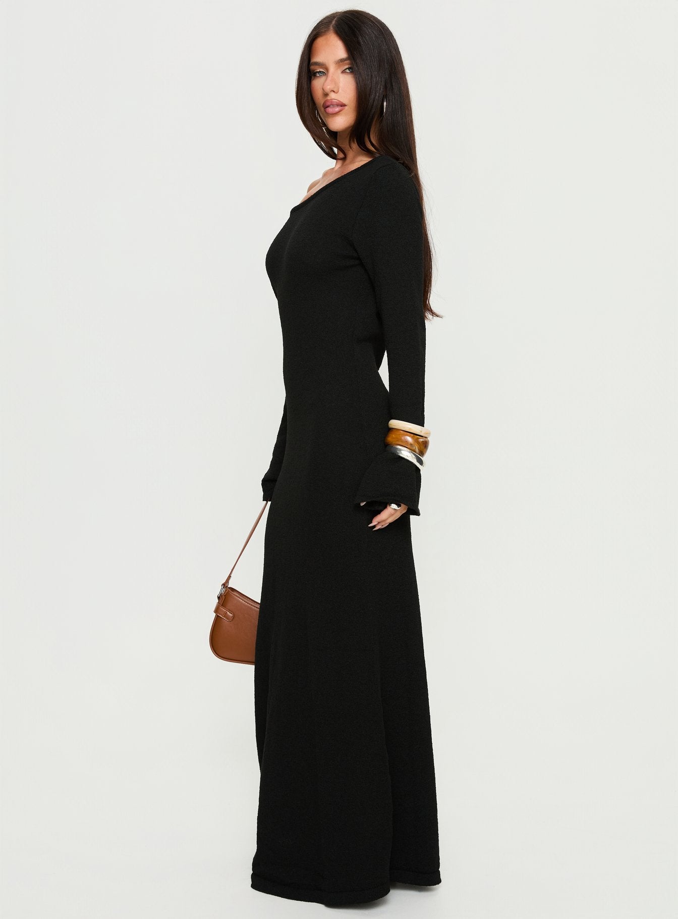 Kloey Long Sleeve Knit Maxi Dress Black | Princess Polly Kloey Long Sleeve Knit Maxi Dress Black | Princess Polly