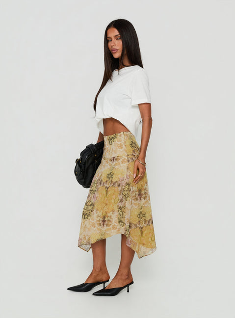 Daphene Asymmetrical Midi Skirt Multi