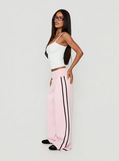 Lockie Foldover Baggy Track Pants Pink / Black