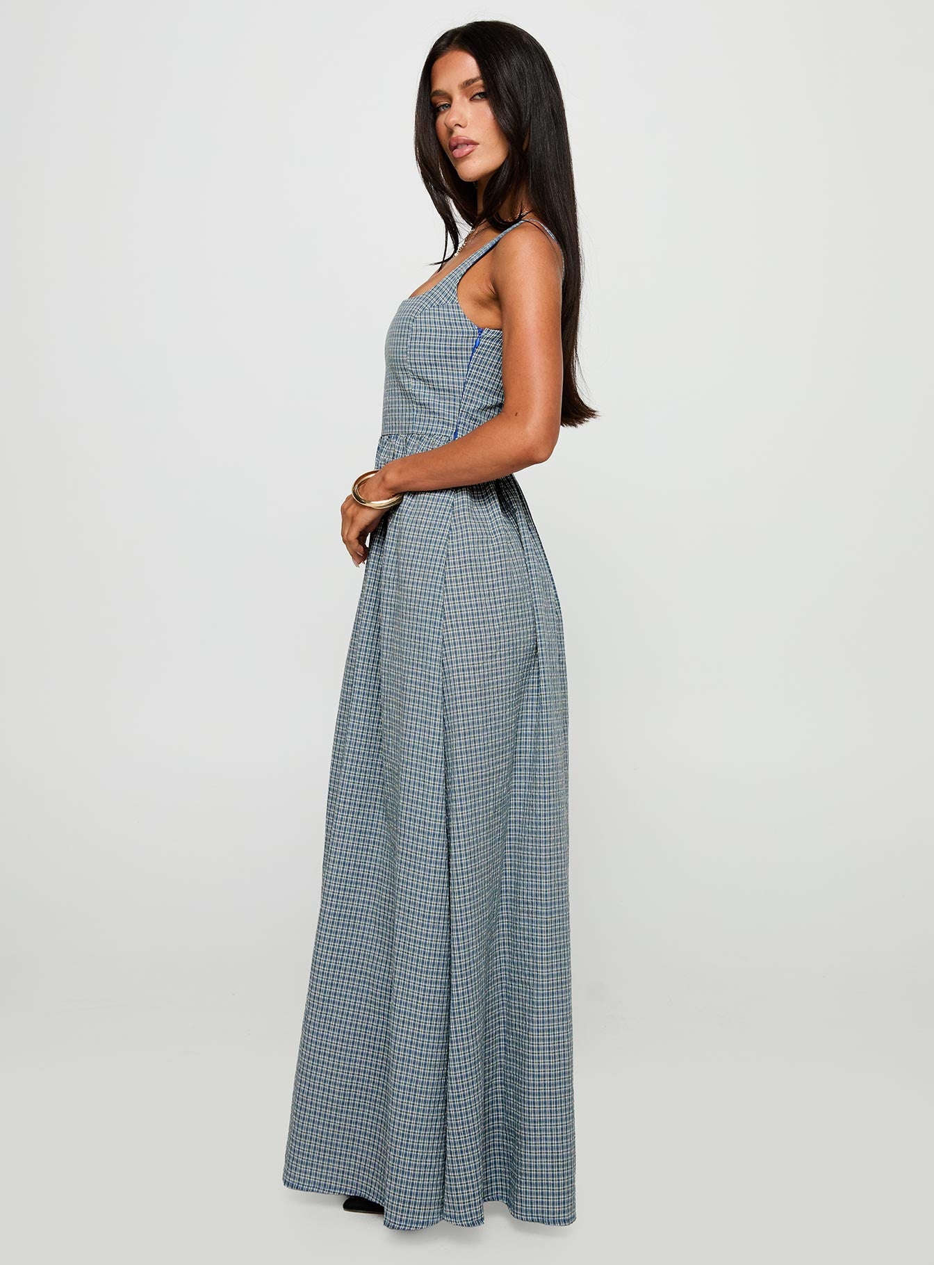Cartmel Check Maxi Dress | NAVY | Womens Cartmel Check Maxi Dress | NAVY | Womens