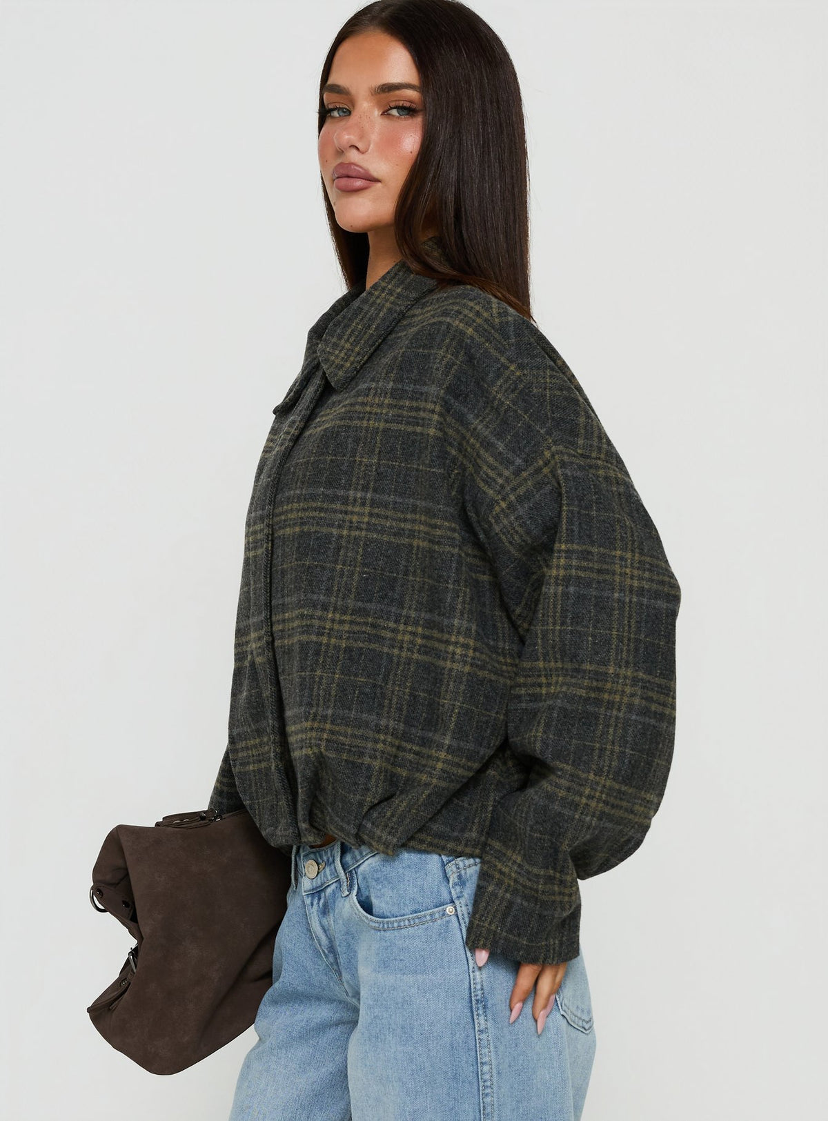 Dennie Bomber Jacket Charcoal / Green Plaid