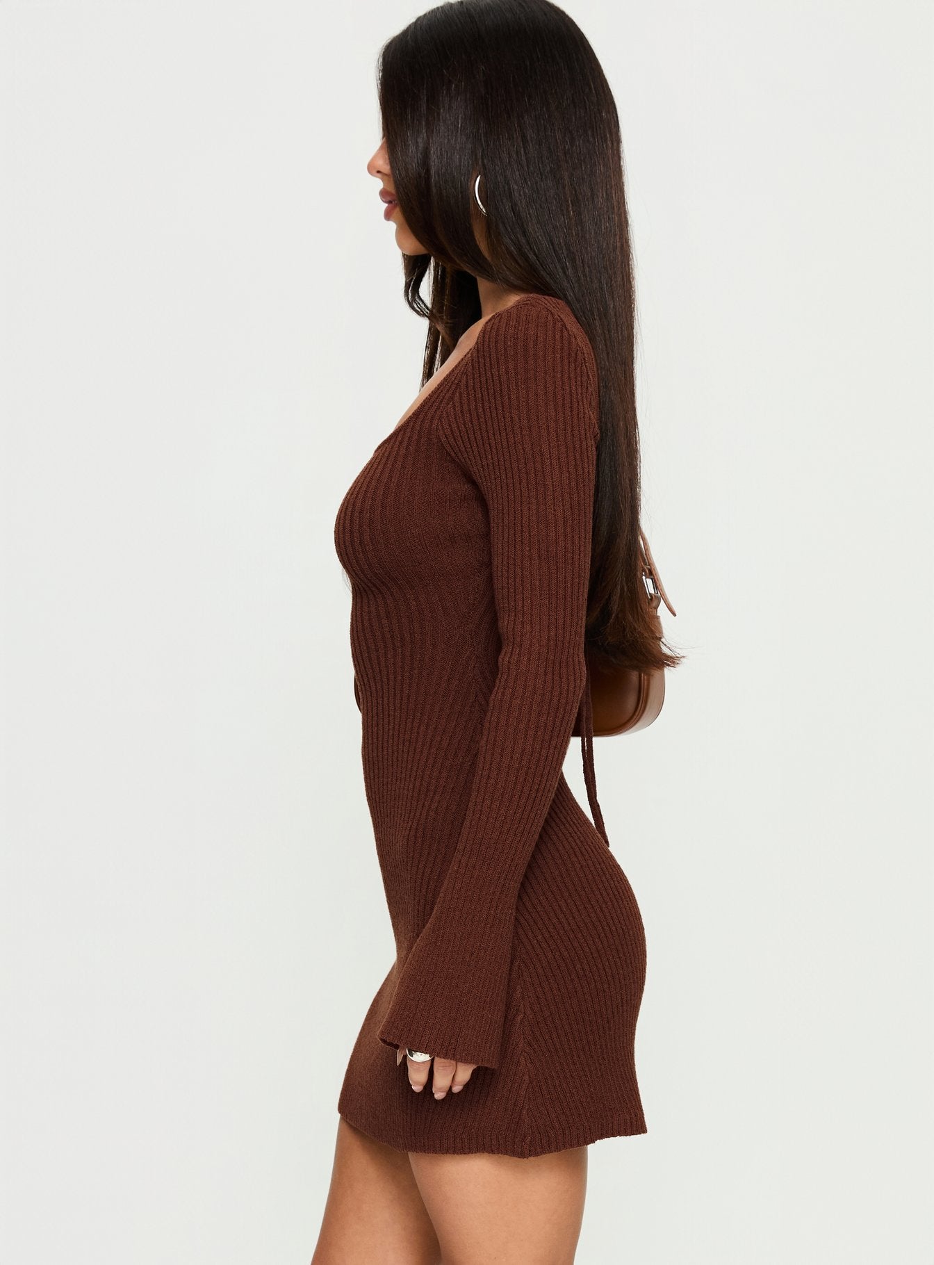 brownhall long sleeve maxi dress Reid | Brown Long-Sleeve Gathered Maxi Dress