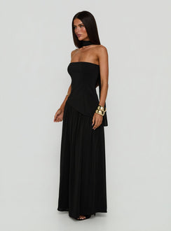 Odela Strapless Drop Waist Maxi Dress Black