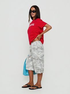 Allyza Baggy Cargo Shorts Snow Camo