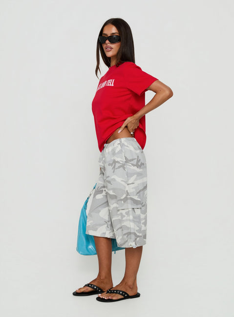 Allyza Baggy Cargo Shorts Snow Camo