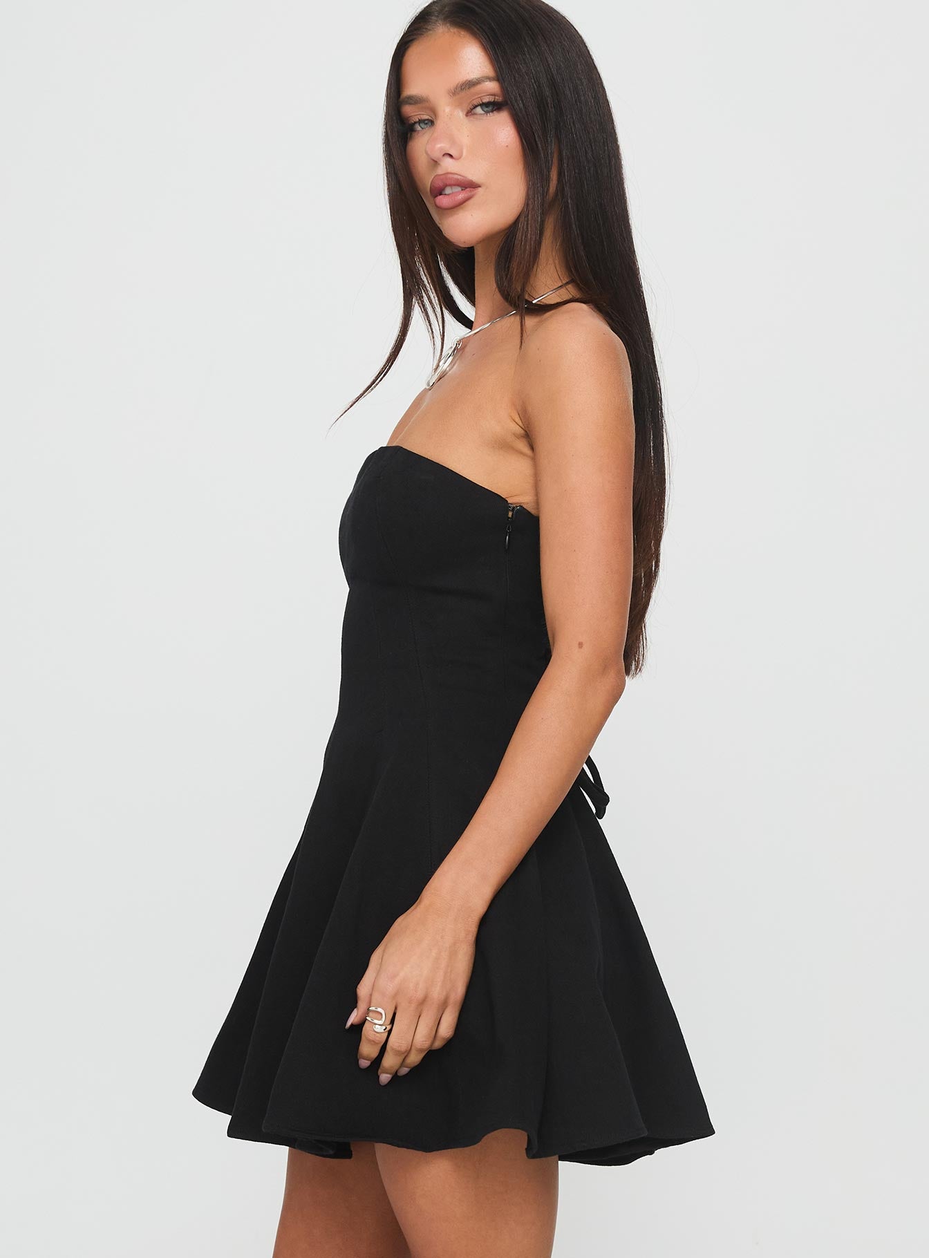 Soiree(pearl)ブラック Zavira Strapless Playsuit Black | Princess Polly
