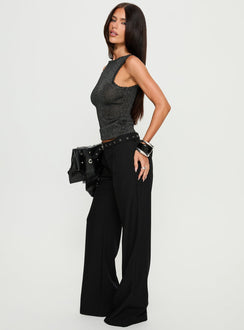 Deonne Straight Leg Buckle Pants Black