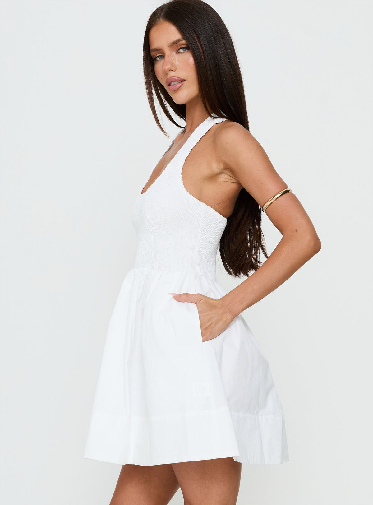 These Words Halter Mini Dress White