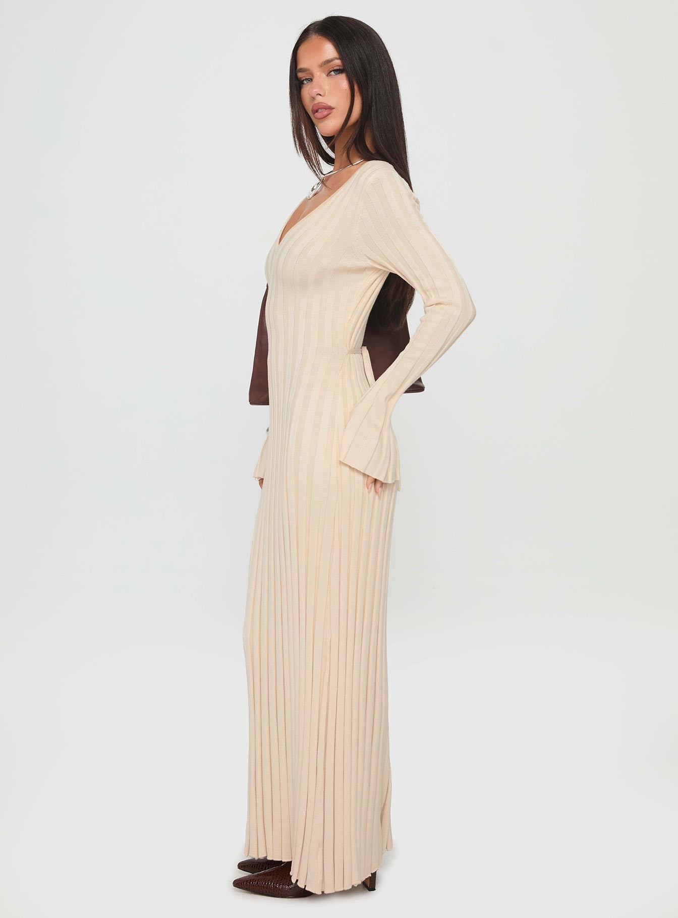 Gratuita Long Sleeve Rib Maxi Dress | Cream | Womens | Princess Polly Gratuita Long Sleeve Rib Maxi Dress | Cream | Womens | Princess Polly