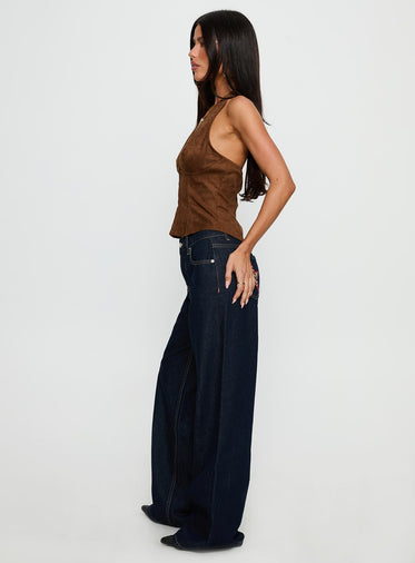 Favourite Reference Mid Rise Straight Leg Jeans Dark Indigo