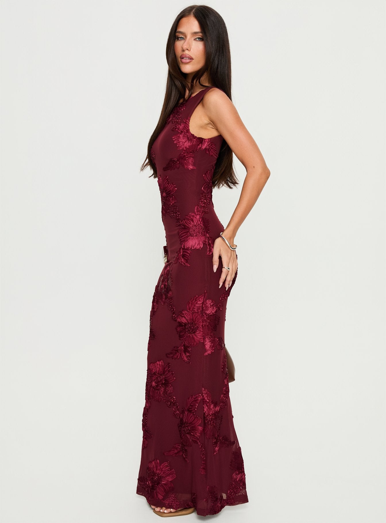 Fionna Floral Maxi Dress | Burgundy | Womens | Princess Polly Fionna Floral Maxi Dress | Burgundy | Womens | Princess Polly